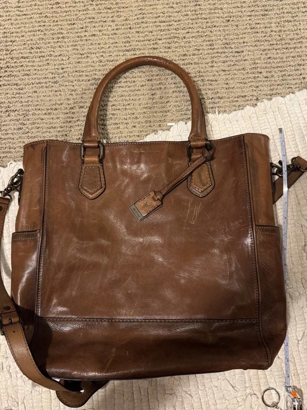 Frye Cognac Brown Leather Laptop Tote
